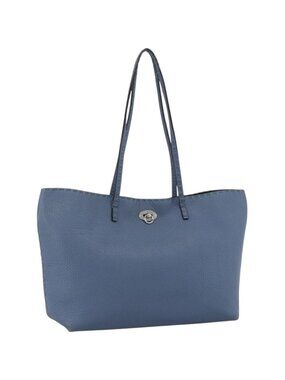 FENDI Celeria Tote Bag Leather Light Blue Silver